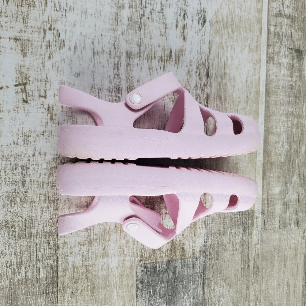 Crocs Classic Fisherman Kids Flat Sandals Sz C13 13 Pink Adjustable Heel Strap